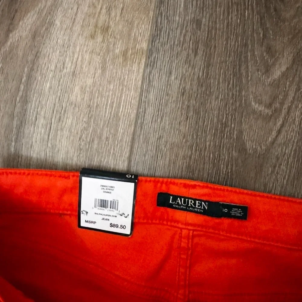 NWT Lauren Ralph Lauren Women's ORANGE Skinny Jeans - Picture 3 of 7